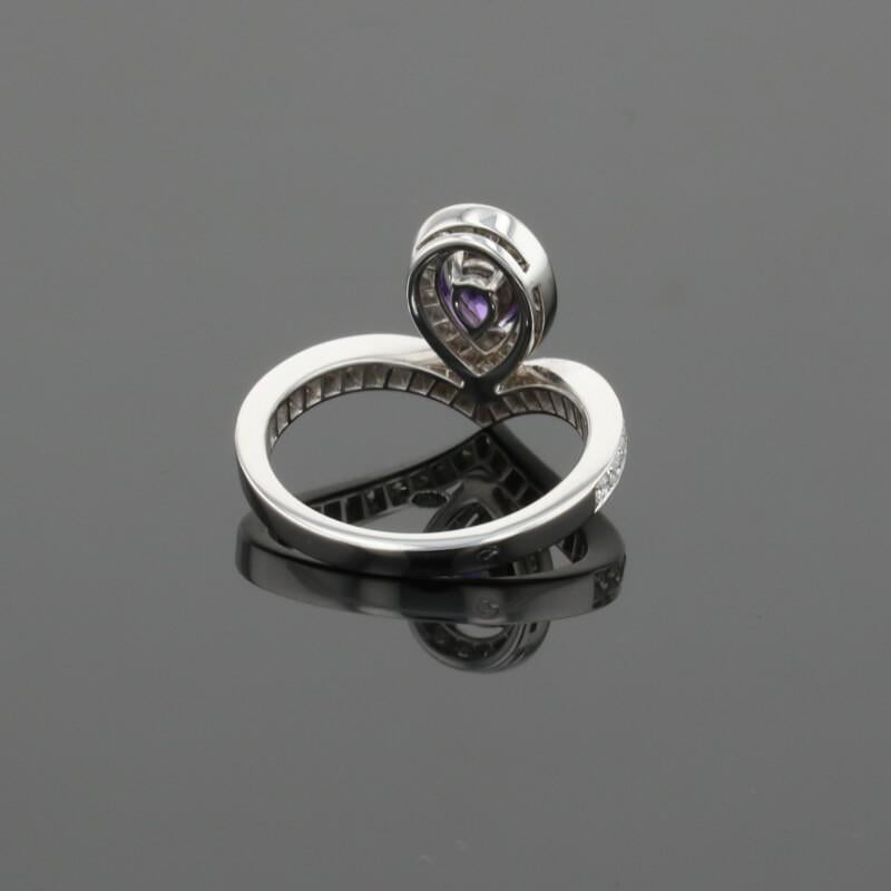 Chaumet Josephine Airette Diamonds & Pear Purple Amethyst 18K White Gold Ring