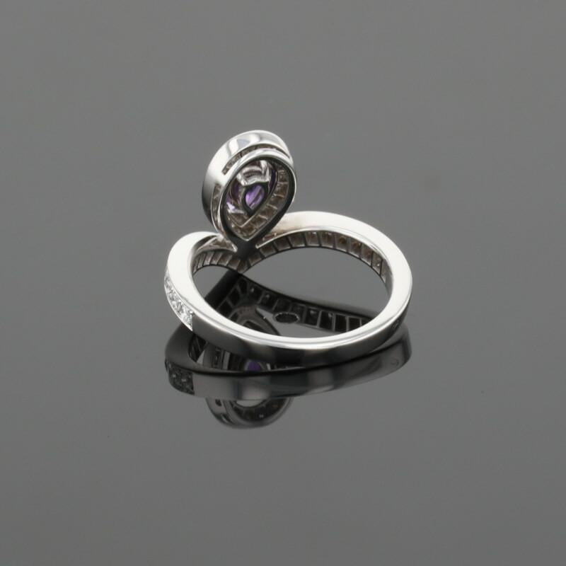 Chaumet Josephine Airette Diamonds & Pear Purple Amethyst 18K White Gold Ring