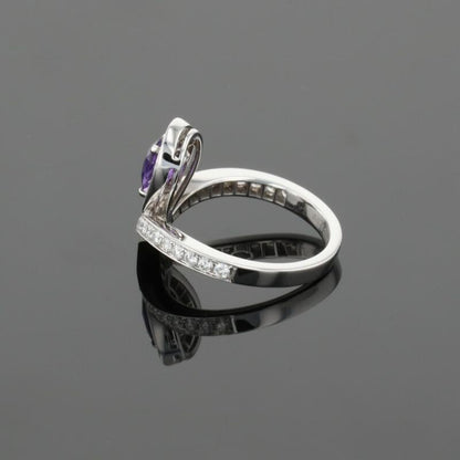 Chaumet Josephine Airette Diamonds &amp; Pear Purple Amethyst 18K White Gold Ring