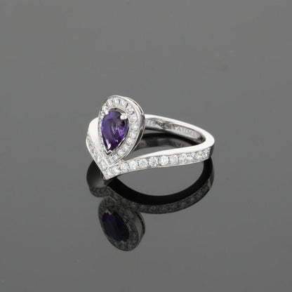Chaumet Josephine Airette Diamonds &amp; Pear Purple Amethyst 18K White Gold Ring