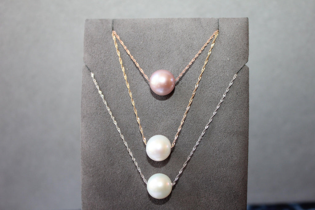 14 Karat White Gold White Pearl Layer Dainty Classic Beautiful Pearls Timeless U