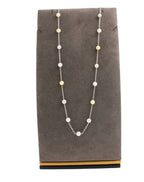 14 Karat White Gold Multi Color White Silver Grey Golden Akoya Pearl Bead Layer 