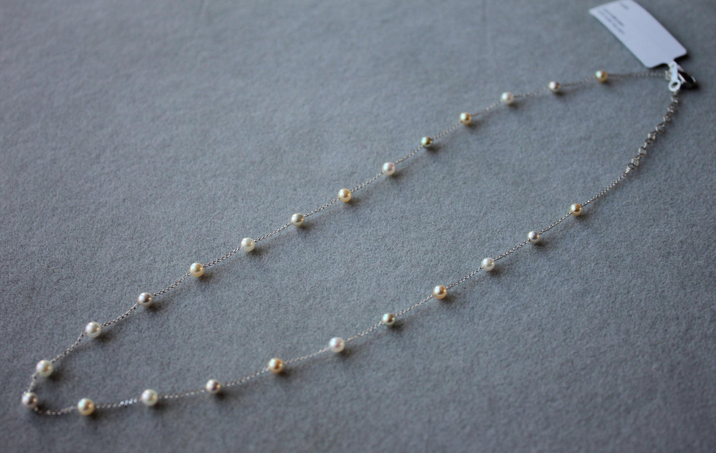 14 karat white gold multi color white silver grey golden akoya pearl bead layer 