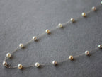 14 Karat White Gold Multi Color White Silver Grey Golden Akoya Pearl Bead Layer 