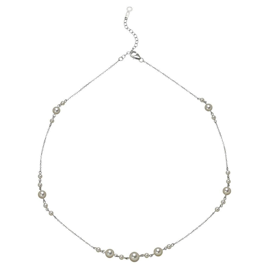 14 Karat White Gold White Silver Akoya Pearl Bead Layer Dainty Classic Beautiful