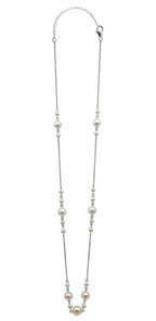14 Karat White Gold White Silver Akoya Pearl Bead Layer Dainty Classic Beautiful