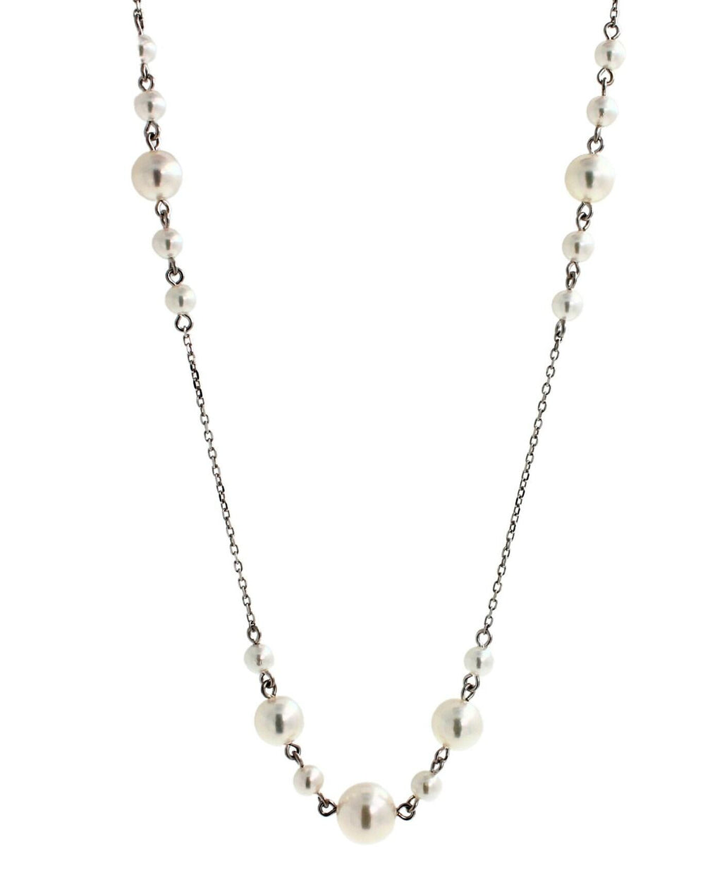 14 Karat White Gold White Silver Akoya Pearl Bead Layer Dainty Classic Beautiful