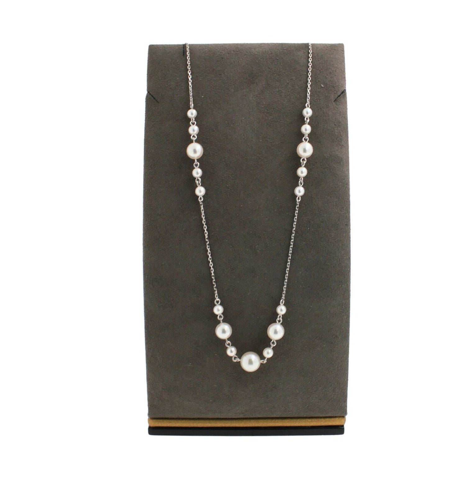 14 Karat White Gold White Silver Akoya Pearl Bead Layer Dainty Classic Beautiful
