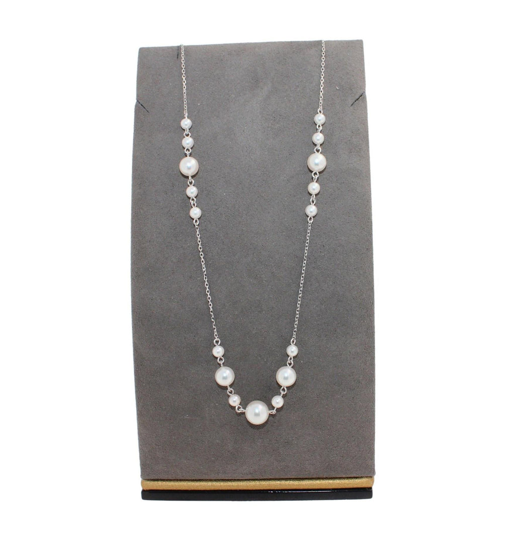 14 Karat White Gold White Silver Akoya Pearl Bead Layer Dainty Classic Beautiful