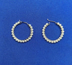 14 Karat White Gold White Silvery Baby Akoya Pearl Line Unique Statement Medium 