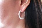 14 Karat White Gold White Silvery Baby Akoya Pearl Line Unique Statement Medium 