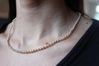 14 Karat Yellow Gold Multi Color White Silver Grey Golden Akoya Pearl Bead Layer