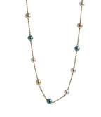 14 Karat Yellow Gold Multi Color White Silver Grey Golden Akoya Pearl Bead Layer