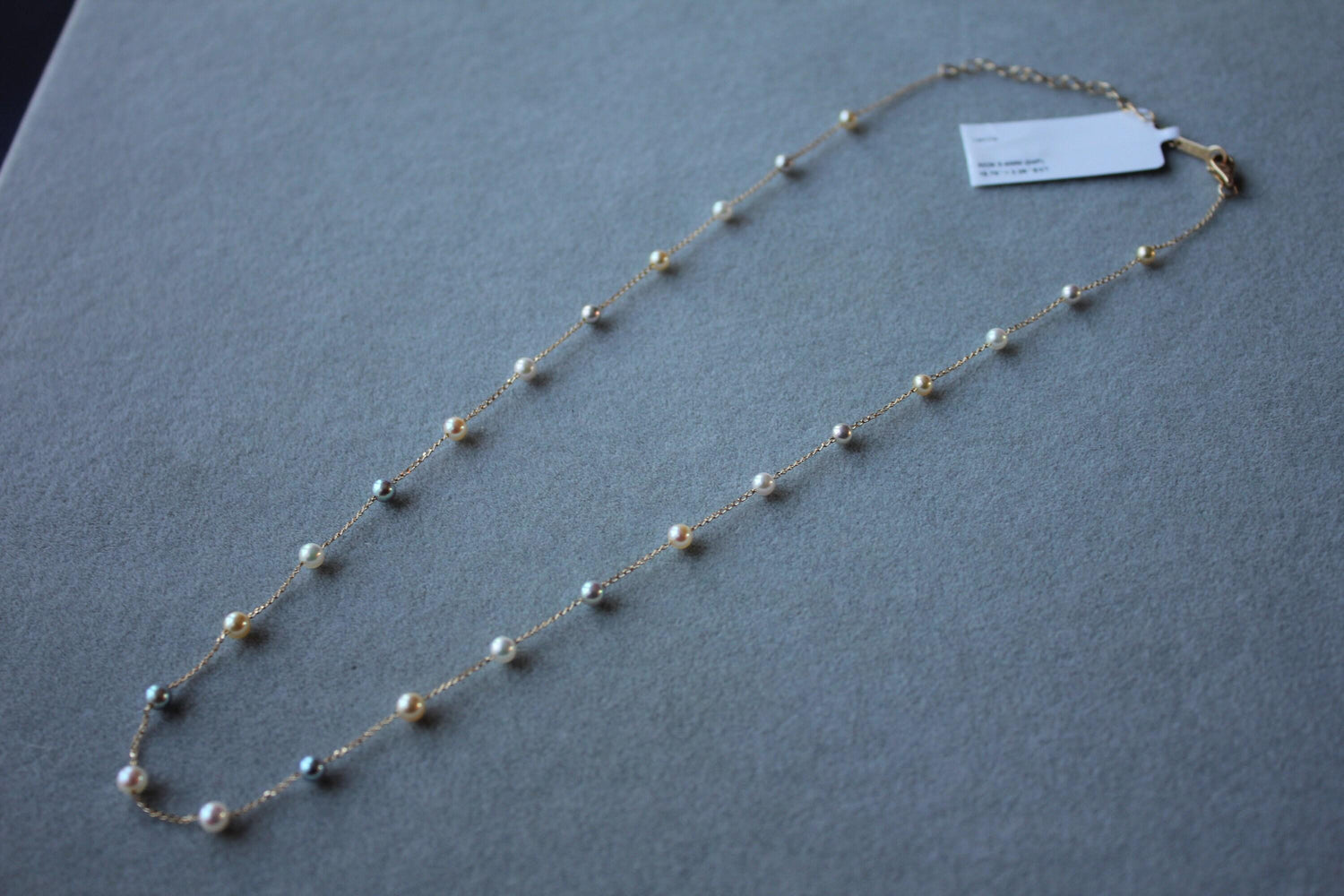 14 Karat Yellow Gold Multi Color White Silver Grey Golden Akoya Pearl Bead Layer