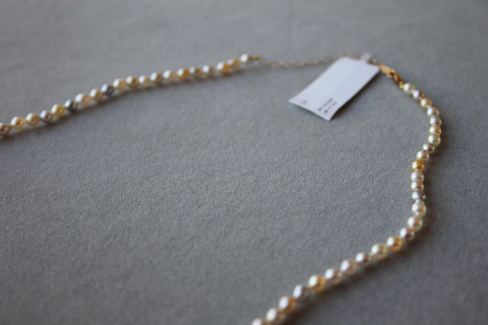 14 Karat Yellow Gold Multicolor Akoya Cultured Pearl Layer Thin Bead Necklace