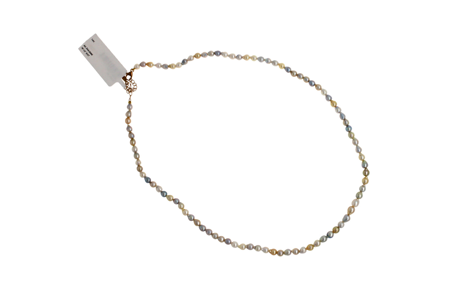 14 karat yellow gold multicolor akoya cultured pearl layer thin bead necklace