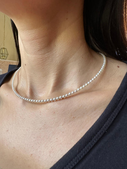 14 Karat Yellow Gold Multicolor Akoya Cultured Pearl Layer Thin Bead Necklace