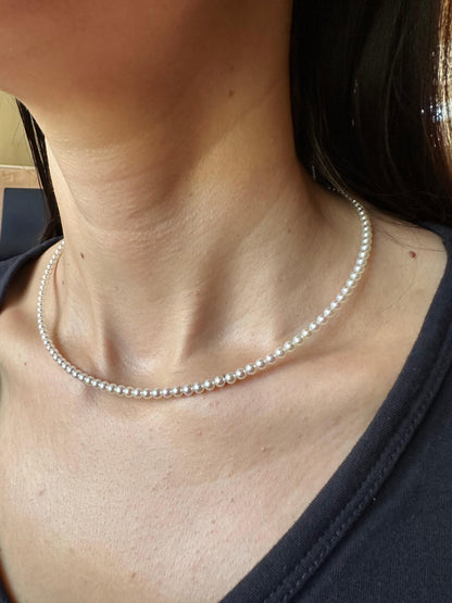 14 Karat Yellow Gold Multicolor Akoya Cultured Pearl Layer Thin Bead Necklace