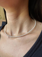 14 Karat Yellow Gold Multicolor Akoya Cultured Pearl Layer Thin Bead Necklace