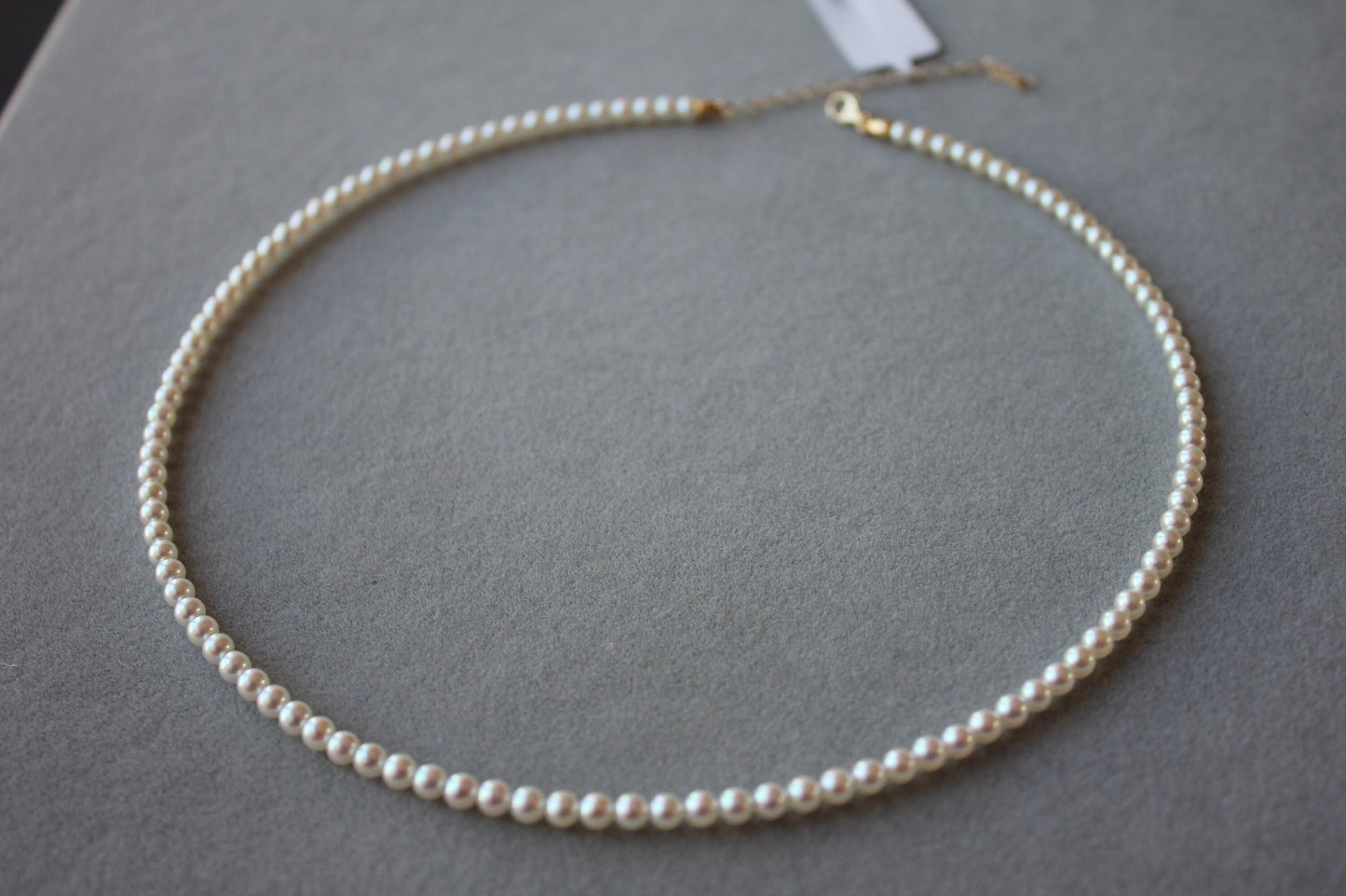 14 karat yellow gold white akoya pearl bead layer dainty classic beautiful white