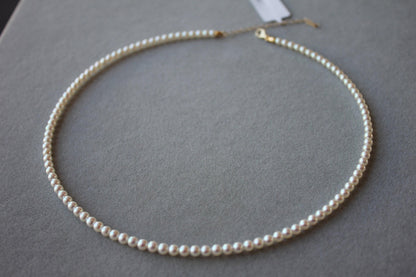 14 Karat Yellow Gold White Akoya Pearl Bead Layer Dainty Classic Beautiful White