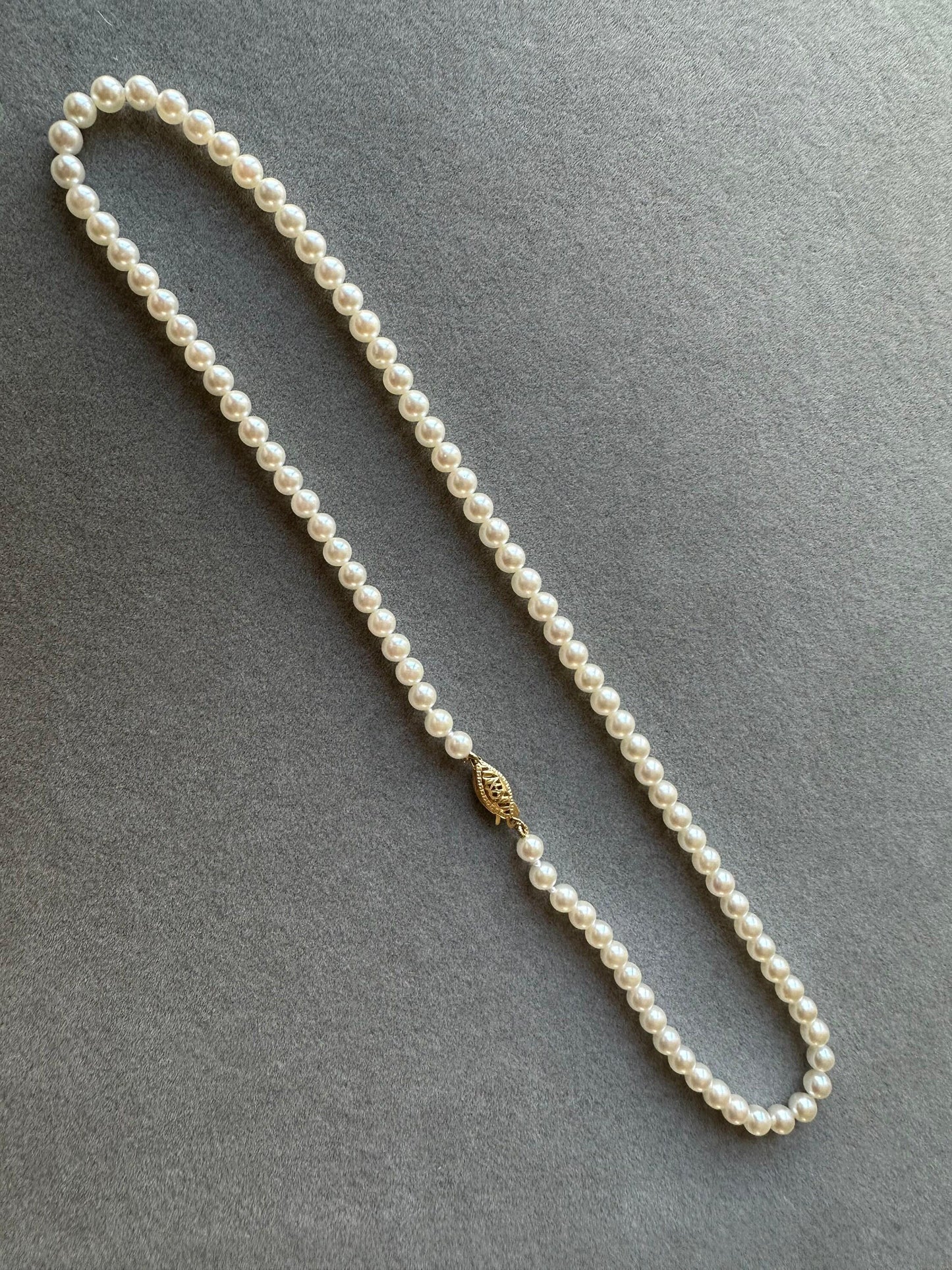14 karat yellow gold white akoya pearl bead layer dainty classic beautiful white