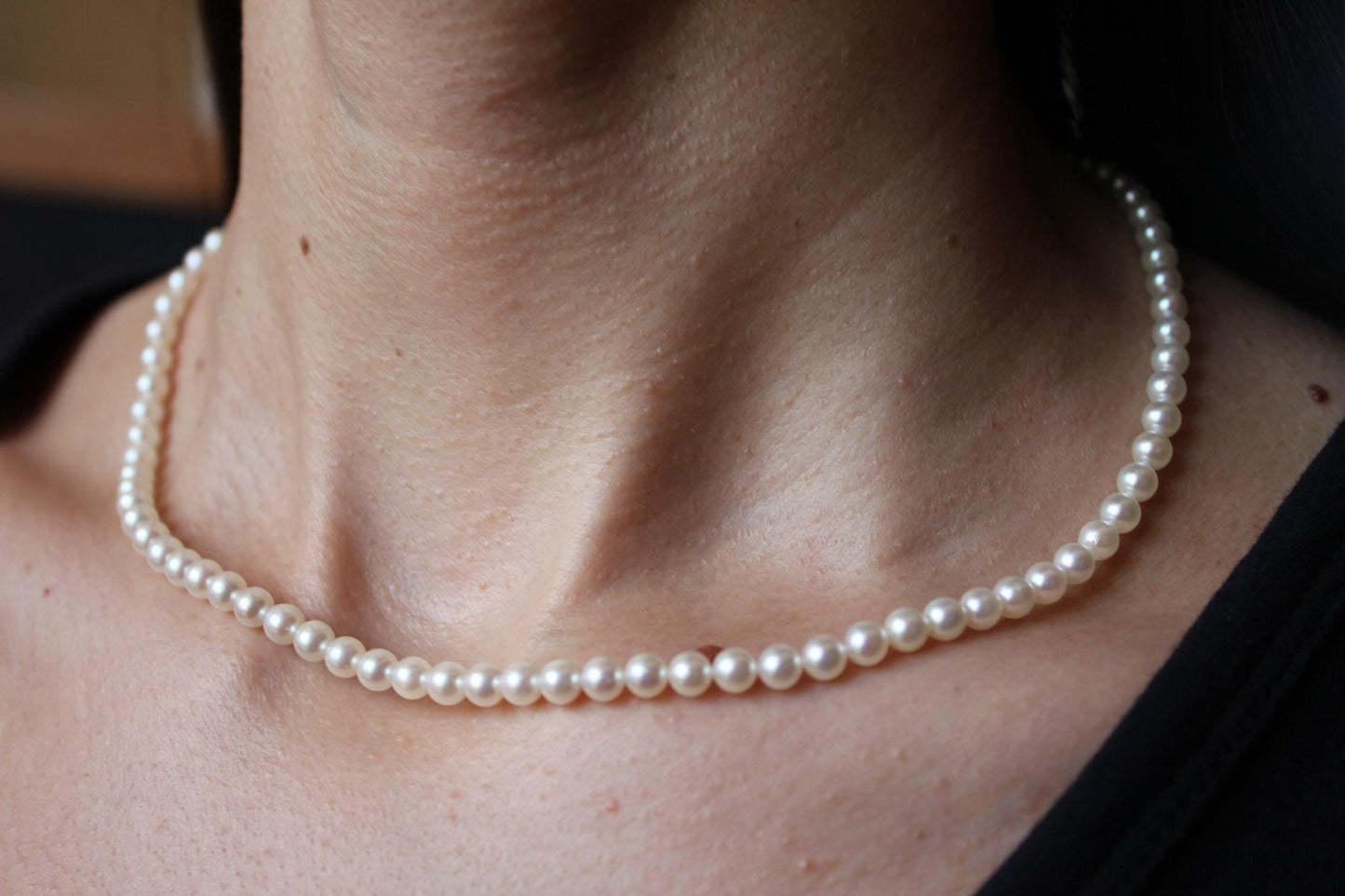 14 karat yellow gold white akoya pearl bead layer dainty classic beautiful white