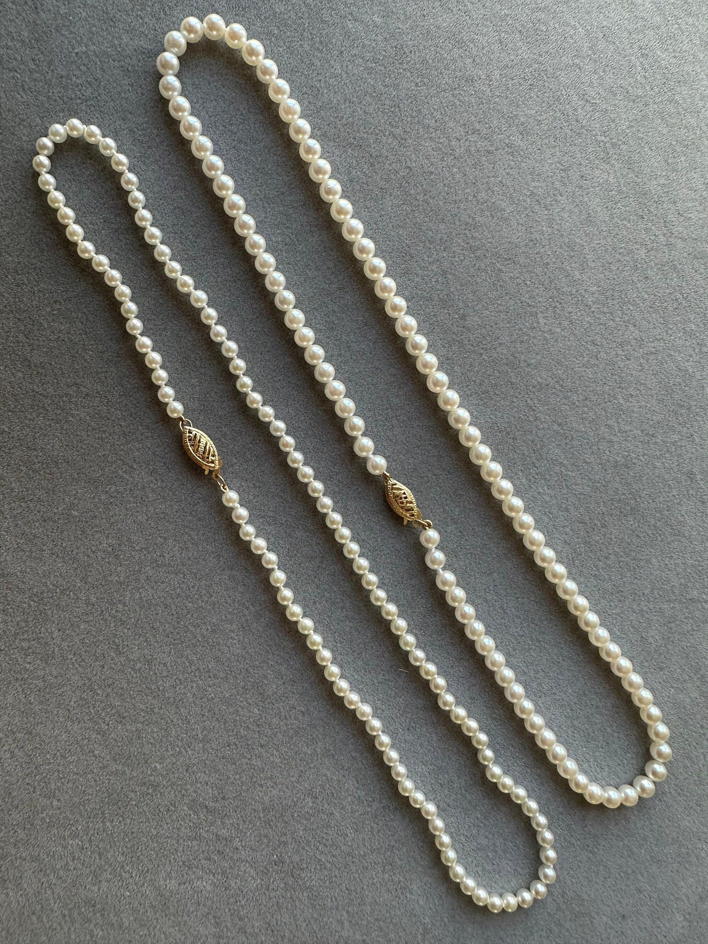 14 karat yellow gold white akoya pearl bead layer dainty classic beautiful white
