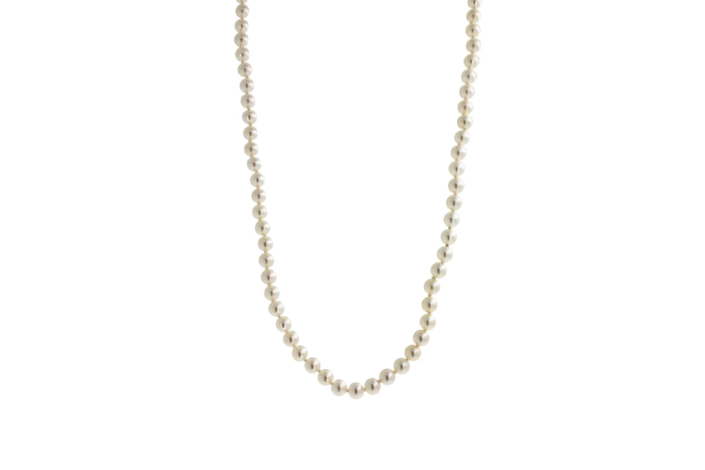 14 Karat Yellow Gold White Akoya Pearl Bead Layer Dainty Classic Choker Necklace