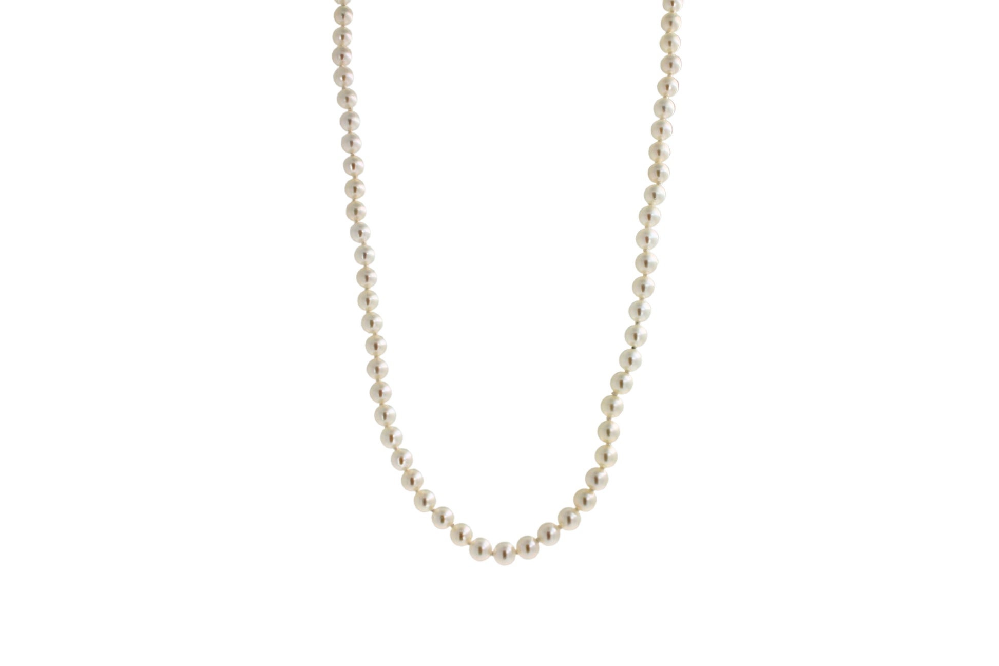 14 Karat Yellow Gold White Akoya Pearl Bead Layer Dainty Classic Choker Necklace
