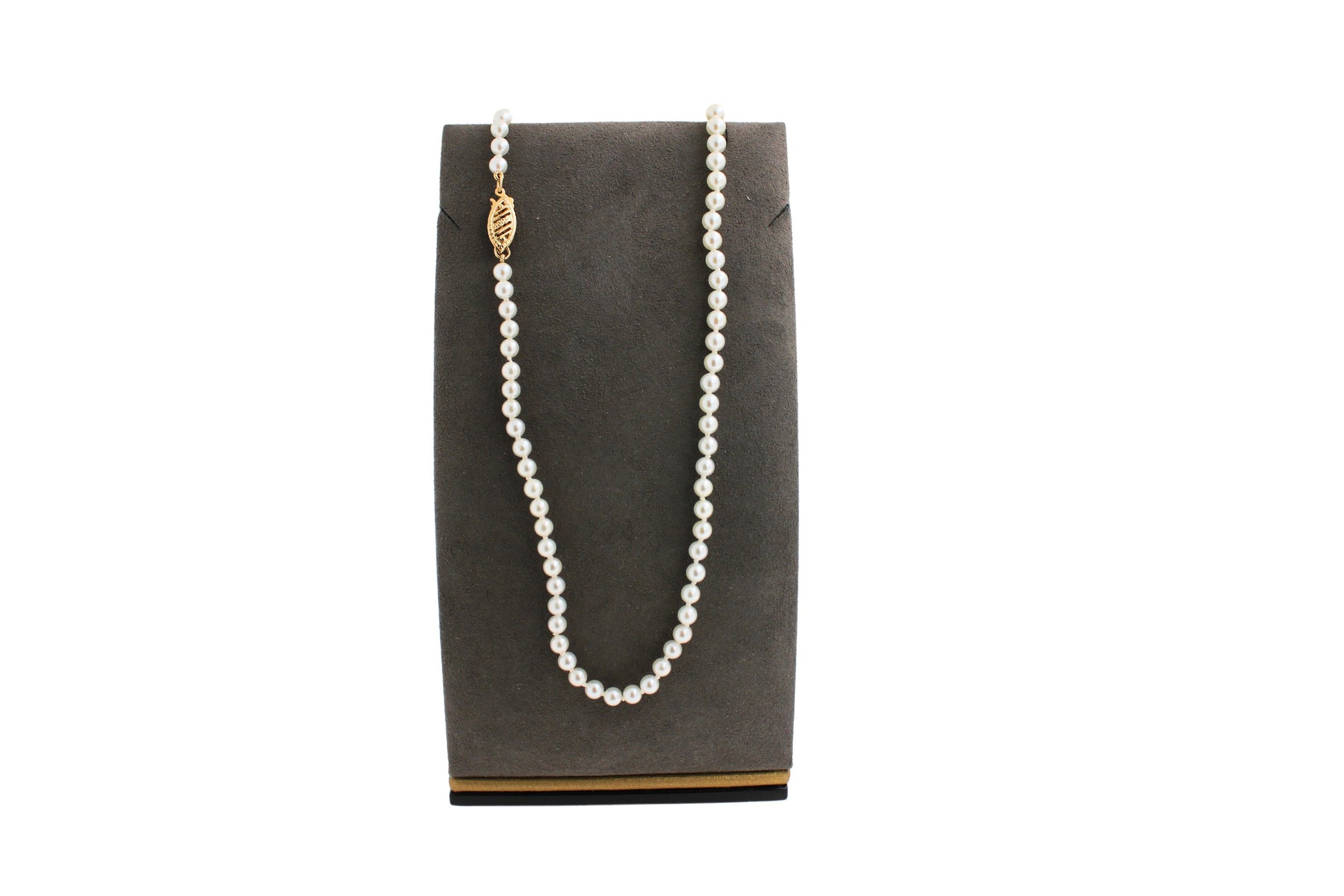 14 Karat Yellow Gold White Akoya Pearl Bead Layer Dainty Classic Choker Necklace