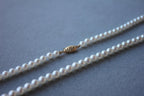 14 Karat Yellow Gold White Akoya Pearl Bead Layer Dainty Classic Choker Necklace