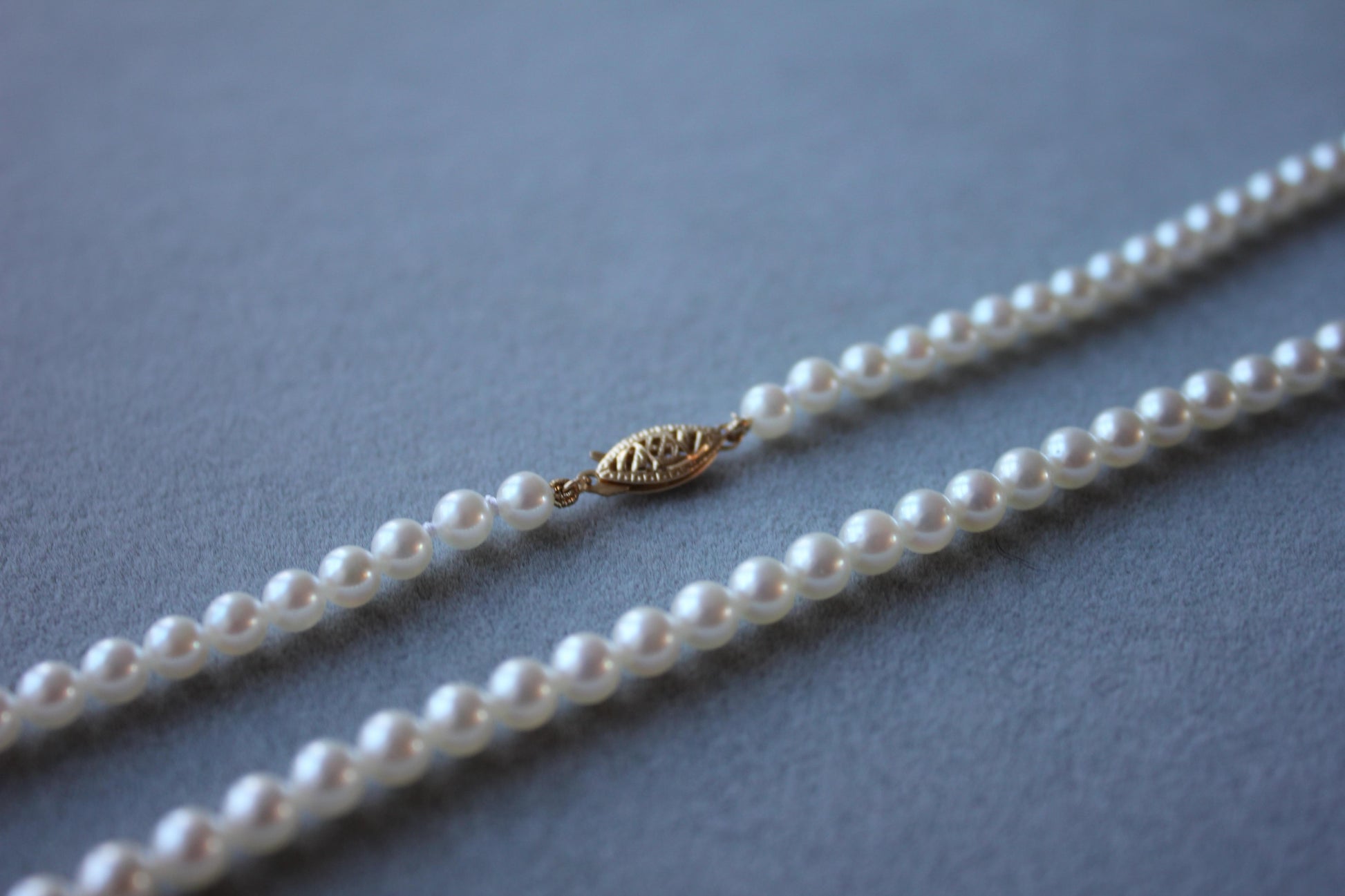 14 Karat Yellow Gold White Akoya Pearl Bead Layer Dainty Classic Choker Necklace