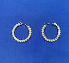 14 Karat Yellow Gold White Silvery Baby Akoya Pearl Line Unique Statement Medium