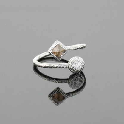 De Beers Talisman Polished &amp; Brown Rough Natural Diamonds 18K White Gold Ring