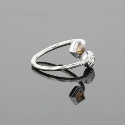De Beers Talisman Polished &amp; Brown Rough Natural Diamonds 18K White Gold Ring