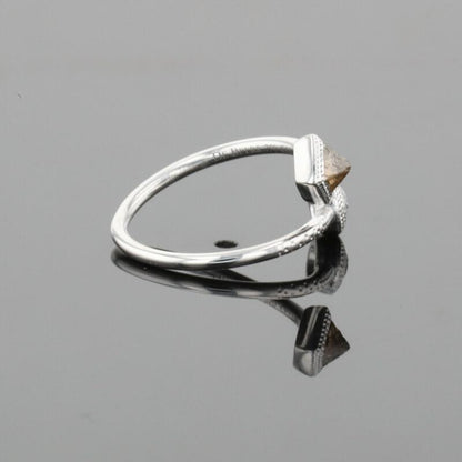 De Beers Talisman Polished &amp; Brown Rough Natural Diamonds 18K White Gold Ring