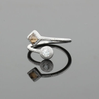 De Beers Talisman Polished &amp; Brown Rough Natural Diamonds 18K White Gold Ring