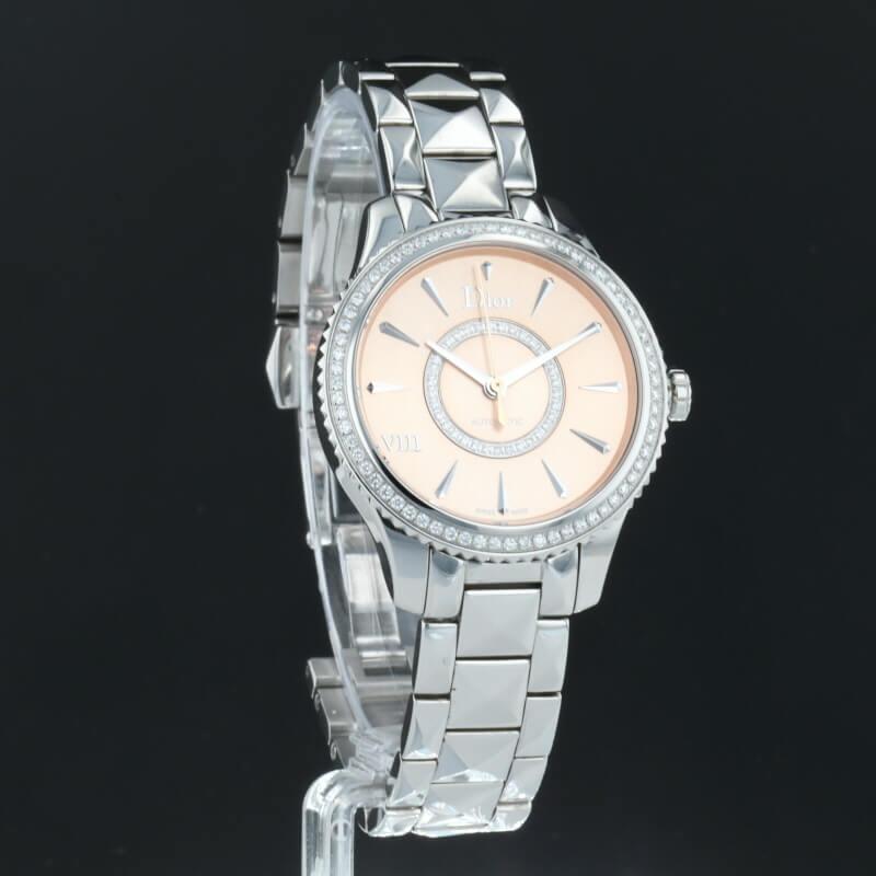 Dior VIII Diamonds & Stainless Steel 33 mm Rose Pink Dial Watch