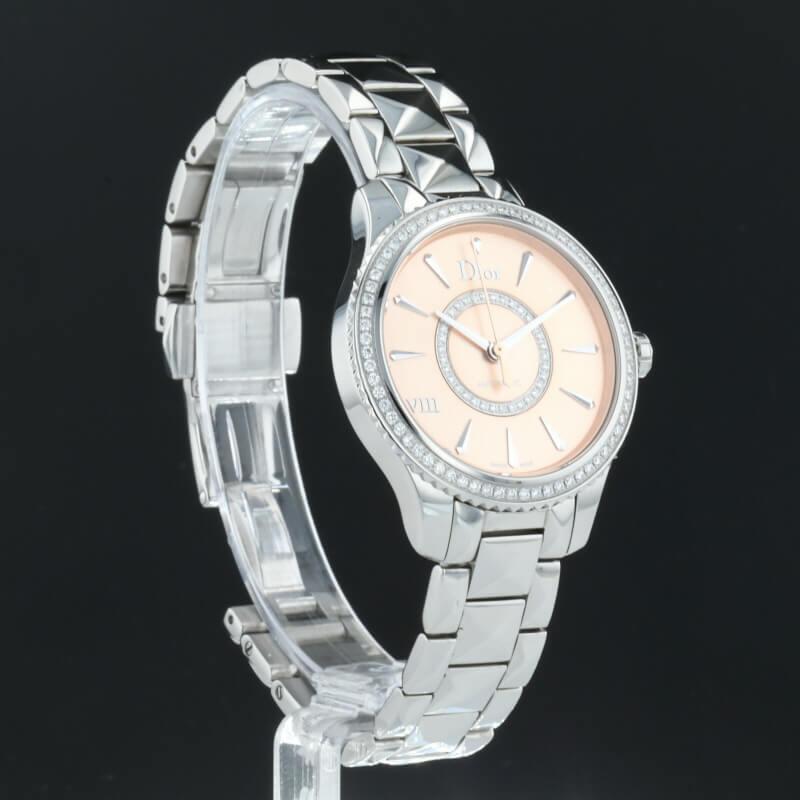 Dior VIII Diamonds & Stainless Steel 33 mm Rose Pink Dial Watch