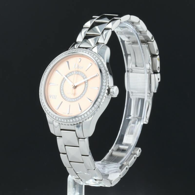 Dior VIII Diamonds & Stainless Steel 33 mm Rose Pink Dial Watch