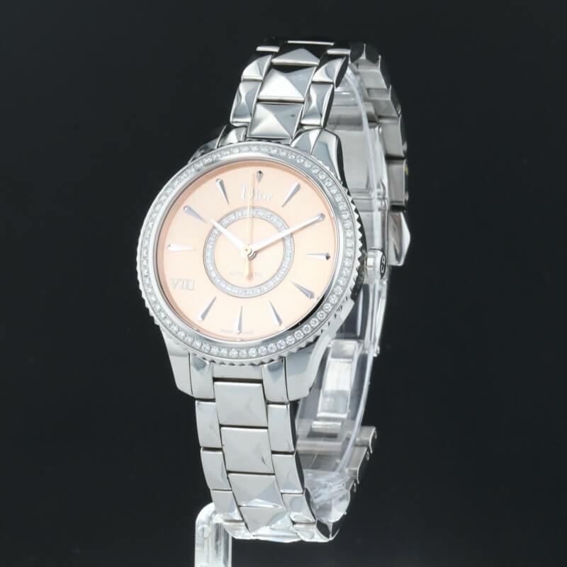 Dior VIII Diamonds & Stainless Steel 33 mm Rose Pink Dial Watch