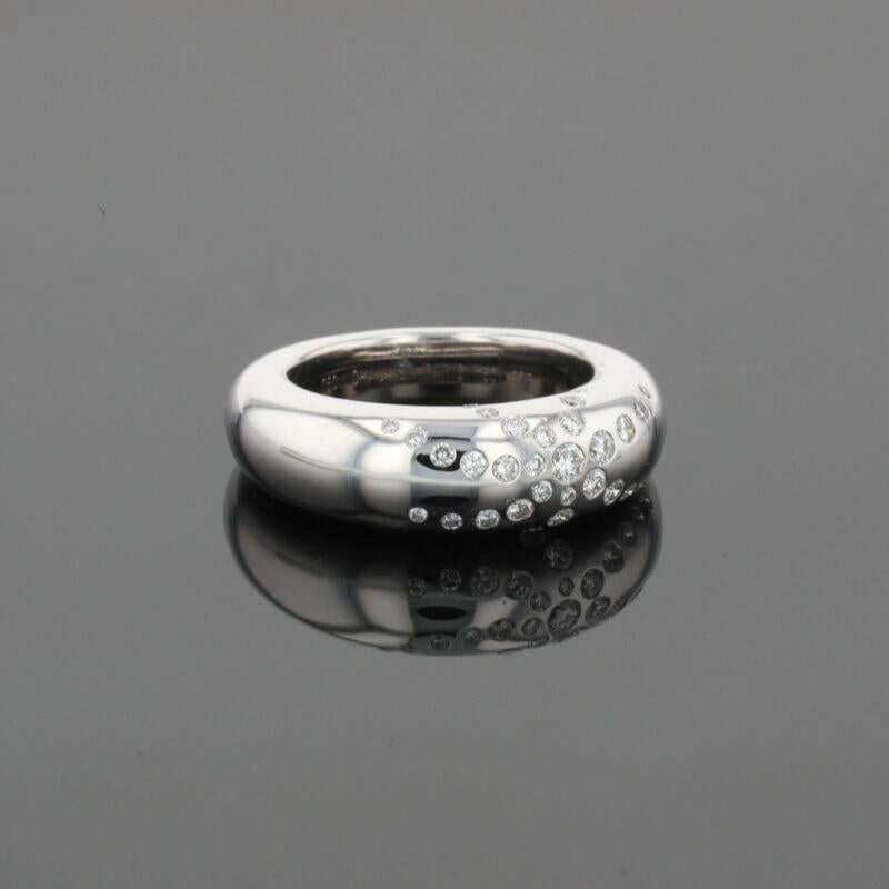 Chaumet Anneau Diamonds 18K White Gold Flush Set Band Ring
