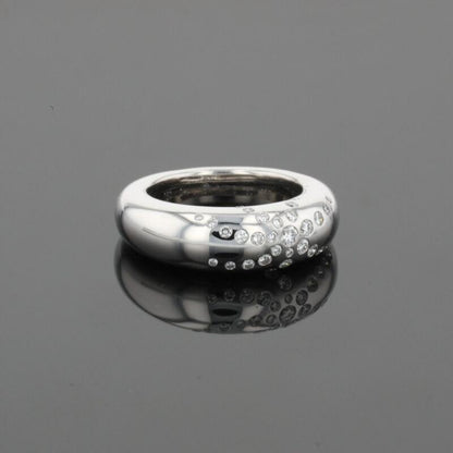 Chaumet Anneau Diamonds 18K White Gold Flush Set Band Ring