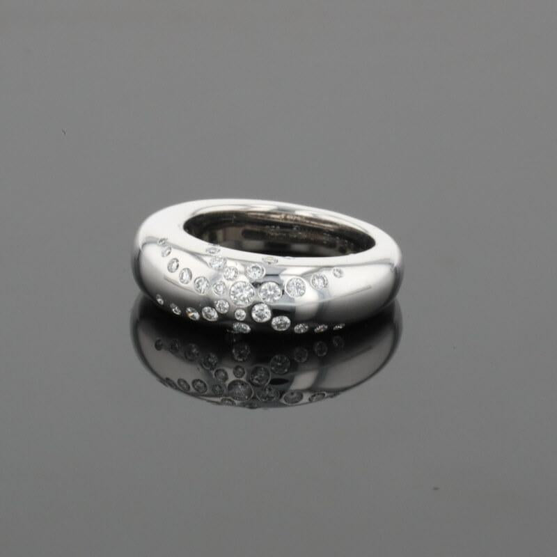 Chaumet Anneau Diamonds 18K White Gold Flush Set Band Ring
