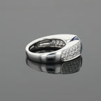 Boucheron Cushion Blue Sapphire & Diamonds Pave Set 18K White Gold Ring