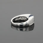 Boucheron Cushion Blue Sapphire & Diamonds Pave Set 18K White Gold Ring