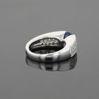 Boucheron Cushion Blue Sapphire & Diamonds Pave Set 18K White Gold Ring