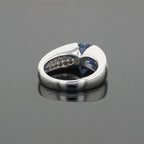 Boucheron Cushion Blue Sapphire & Diamonds Pave Set 18K White Gold Ring