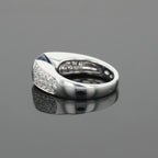 Boucheron Cushion Blue Sapphire & Diamonds Pave Set 18K White Gold Ring